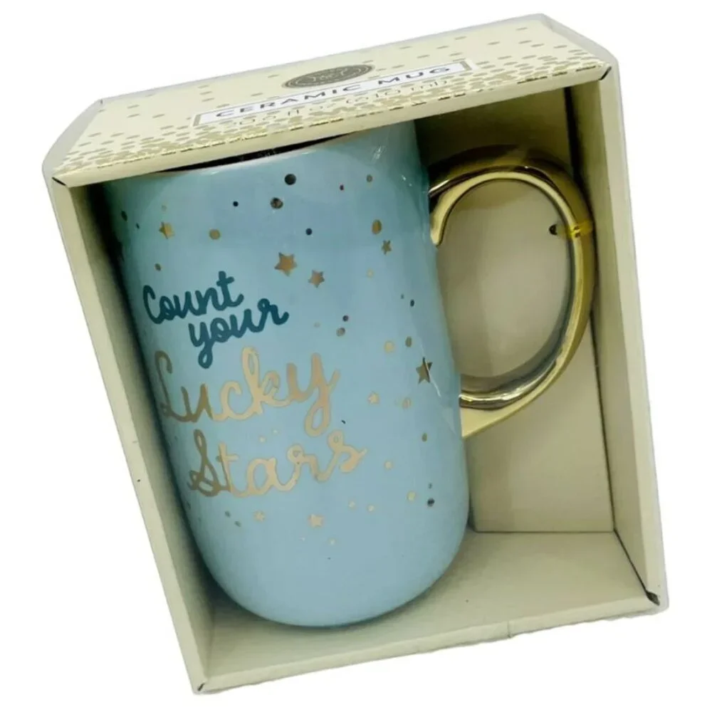 Jumbo Mug Modern Expressions Coffee Tea 20.6 oz Gift Count Your Lucky Stars New